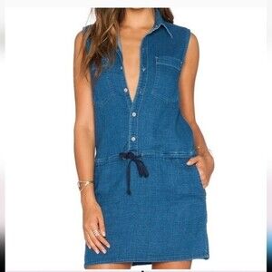 Mother Sleeveless Shirt Dress Size XS Chambray Cotton Mini